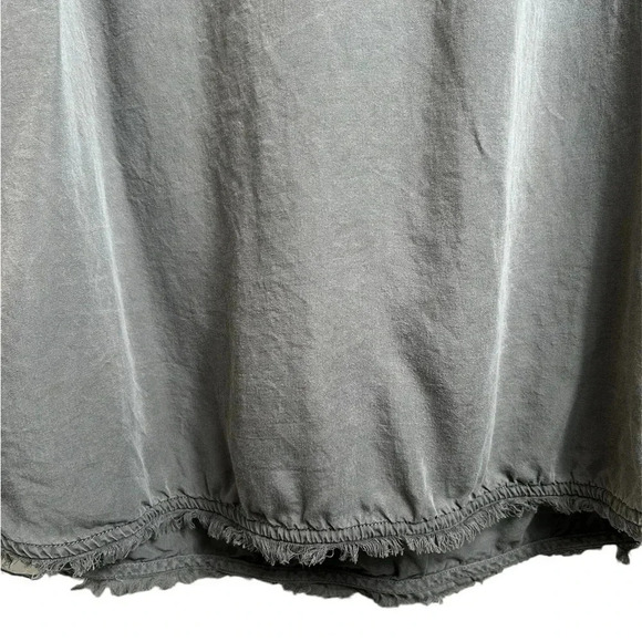 Dahlia khaki soft dress, Large, cap sleeves, raw edge, relaxed fit, Tencel - Picture 7 of 12